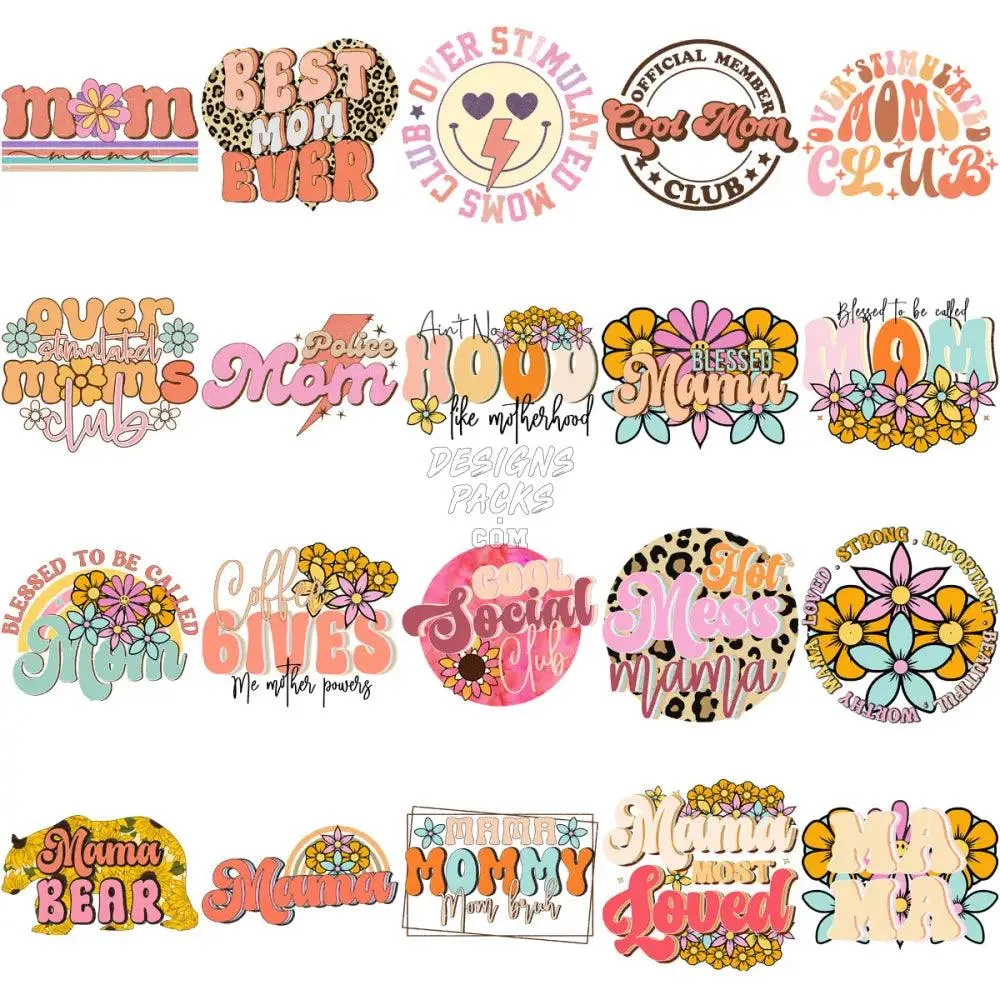 50 Mom Mother's Day Designs Bundle PNG