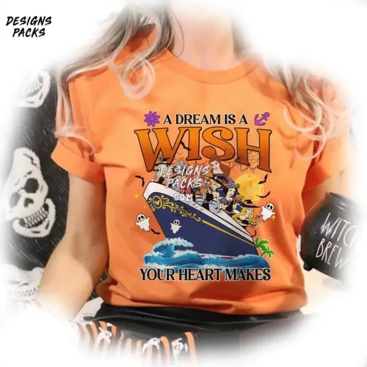 A Dream Is A Wish Your Heart Makes Family Cruise Cricut Cartoon Halloween On The High Seas Princess Cruise PNG Design