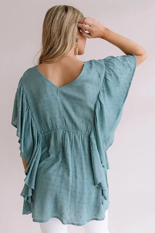 Ahead Of The Curve Babydoll Top In Turquoise