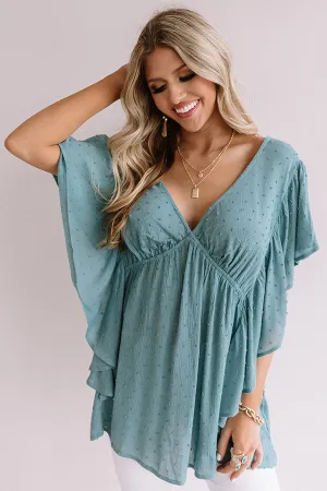 Ahead Of The Curve Babydoll Top In Turquoise