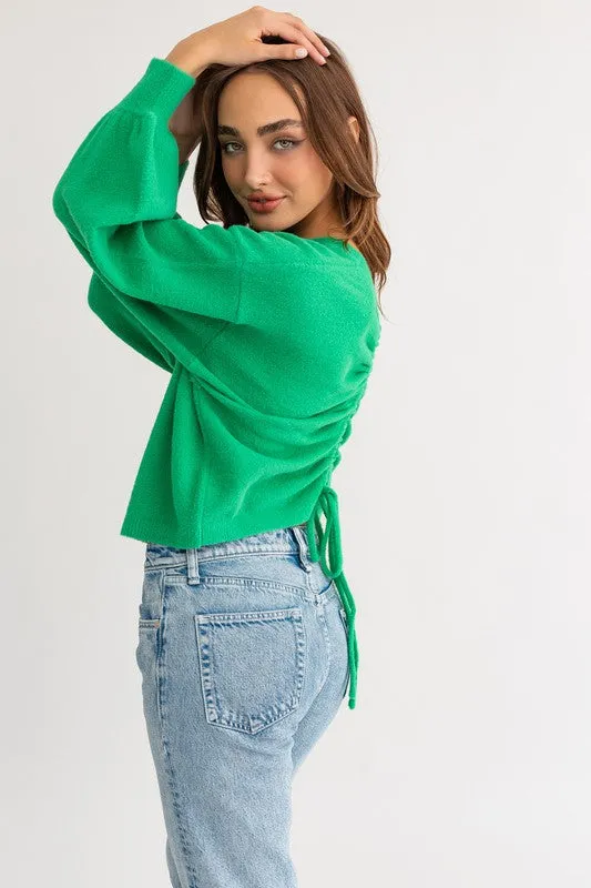 Almost Famous Fuzzy Sweater with Back Ruching