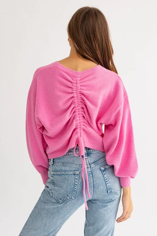 Almost Famous Fuzzy Sweater with Back Ruching