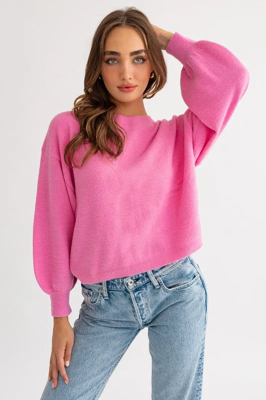 Almost Famous Fuzzy Sweater with Back Ruching