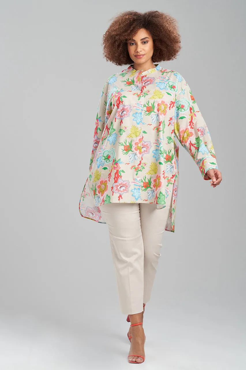 Amanpulo Cotton Poplin Oversized Mandarin Top