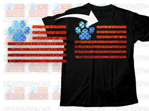 American Flag Paw Print Design Png Digital Download