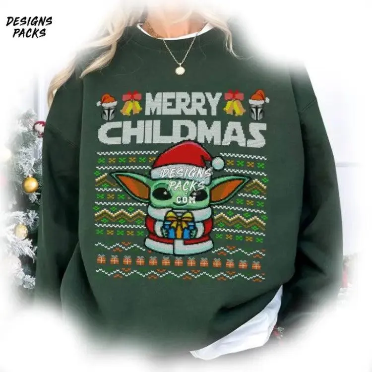 Baby Yoda Santa Christmas Galaxy’s Edge Ugly Space Serie Baby Yoda Ugly Christmas PNG Design