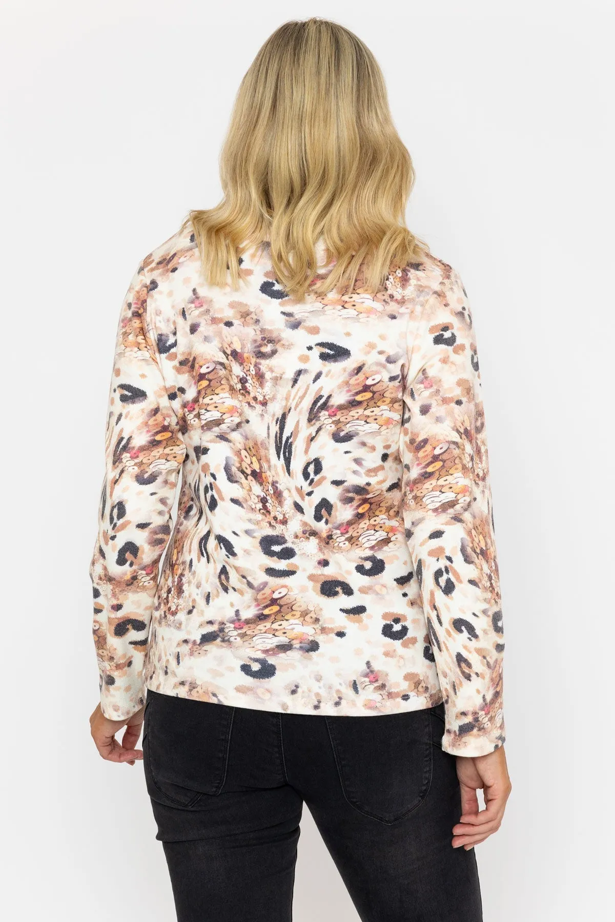 Beige Leopard Print Long Sleeve Top