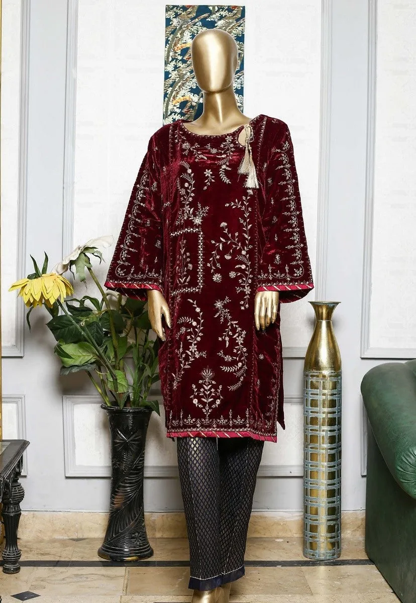 Bin Saeed Stitched Embroidered velvet Kurti Vol-04 Collection'2021-BFV-044-Purple