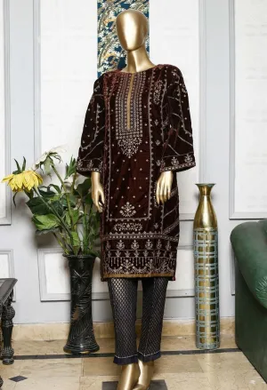 Bin Saeed Stitched Embroidered velvet Kurti Vol-04 Collection'2021-OVF-046-Brown