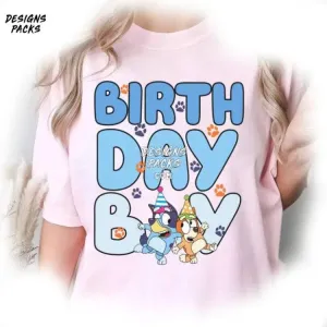 Birthday Boy Blue Dog Girl Boy Character Blue Orange Birthday Blue Outrageous Hi I’m Oh Biscuits Infant Toddler Youth Adult Custom PNG Design