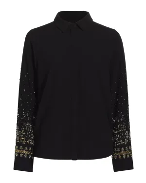 Black Chai Beaded Satin Blouse