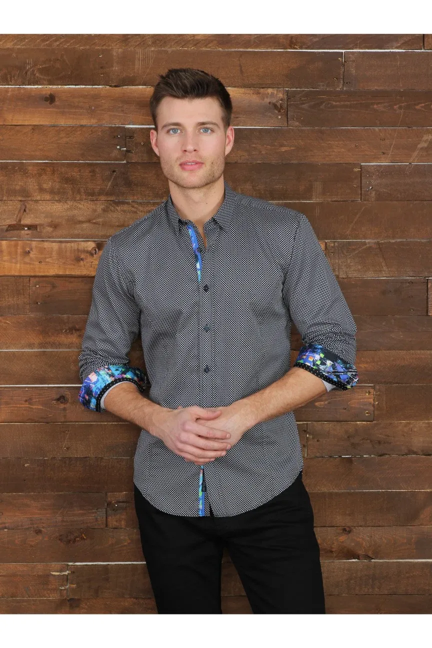 Black Checkered Shirt With Colorful Trim