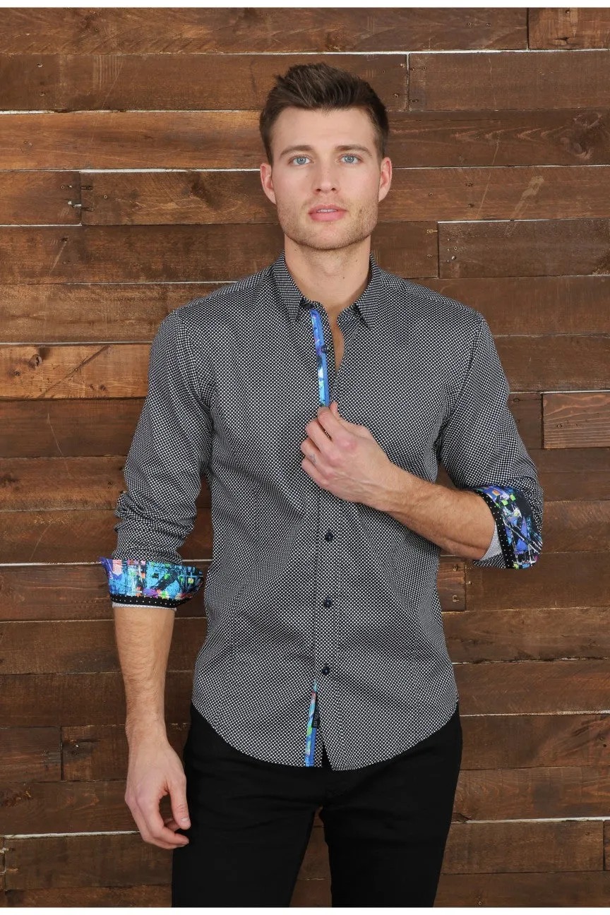 Black Checkered Shirt With Colorful Trim