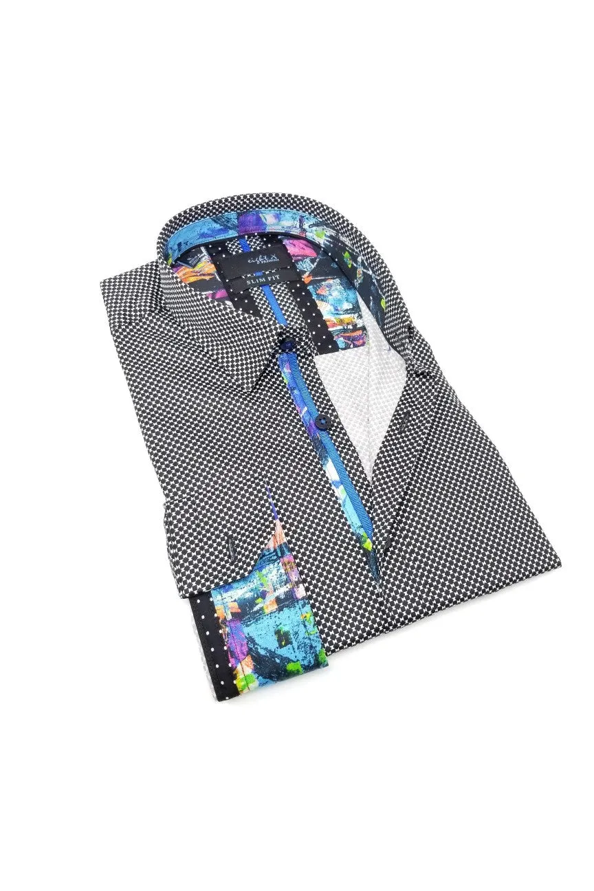 Black Checkered Shirt With Colorful Trim