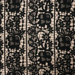 Black Embroidered Guipure Fabric