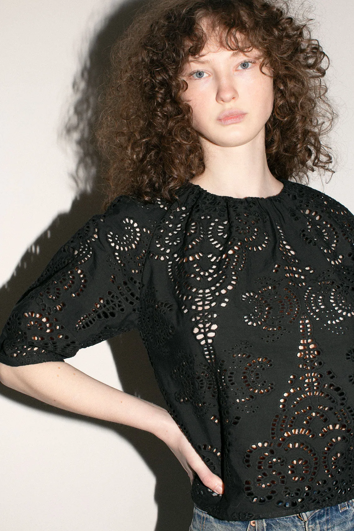 Black Eyelet Maia Top