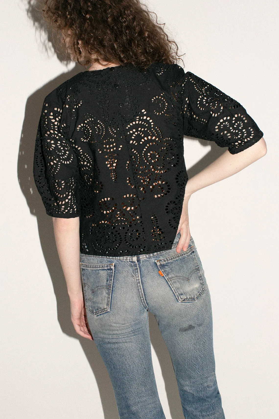 Black Eyelet Maia Top