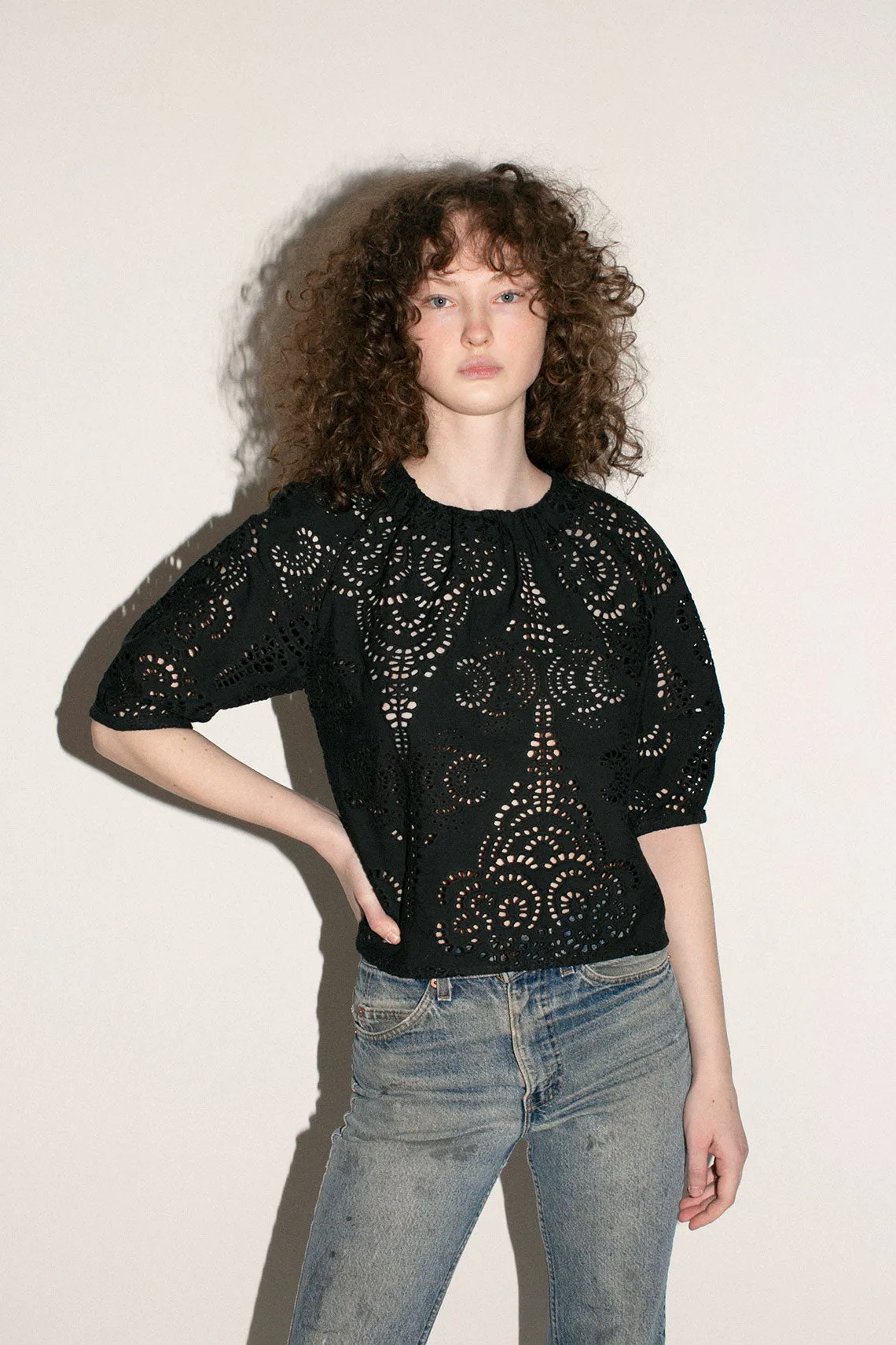 Black Eyelet Maia Top