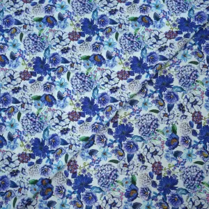 Blue Floral Symphony 100% Fine Shirting Cotton Fabric