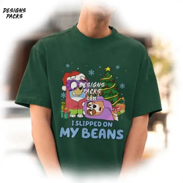 Bluey Christmas Bluey and Bingo Bluey Christmas Slipped On My Beans PNG Design