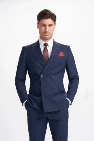 Bond - Men's Navy Blue Double Breasted Blazer