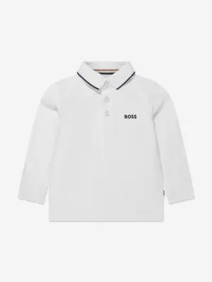 BOSS Baby Boys Long Sleeve Polo Shirt in White