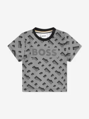 BOSS Baby Boys Monogram Print T-Shirt in Black