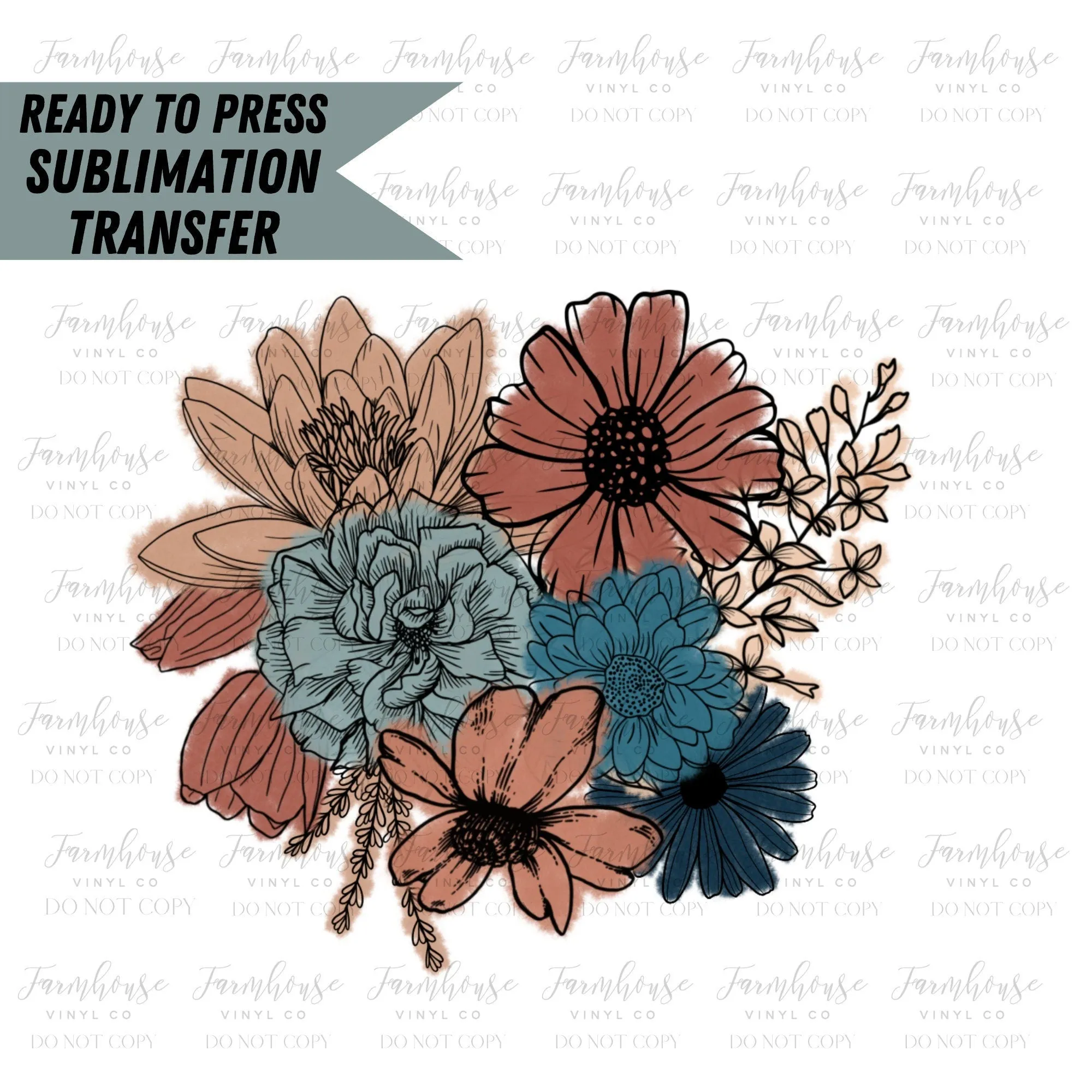 Bouquet Wildflowers, Floral Spring Positive Quote, Ready To Press, Sublimation Transfers, Sublimation, Transfer Ready To Press