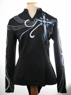 Budget Black/White Equitation Blouse, Ladies S 1654A