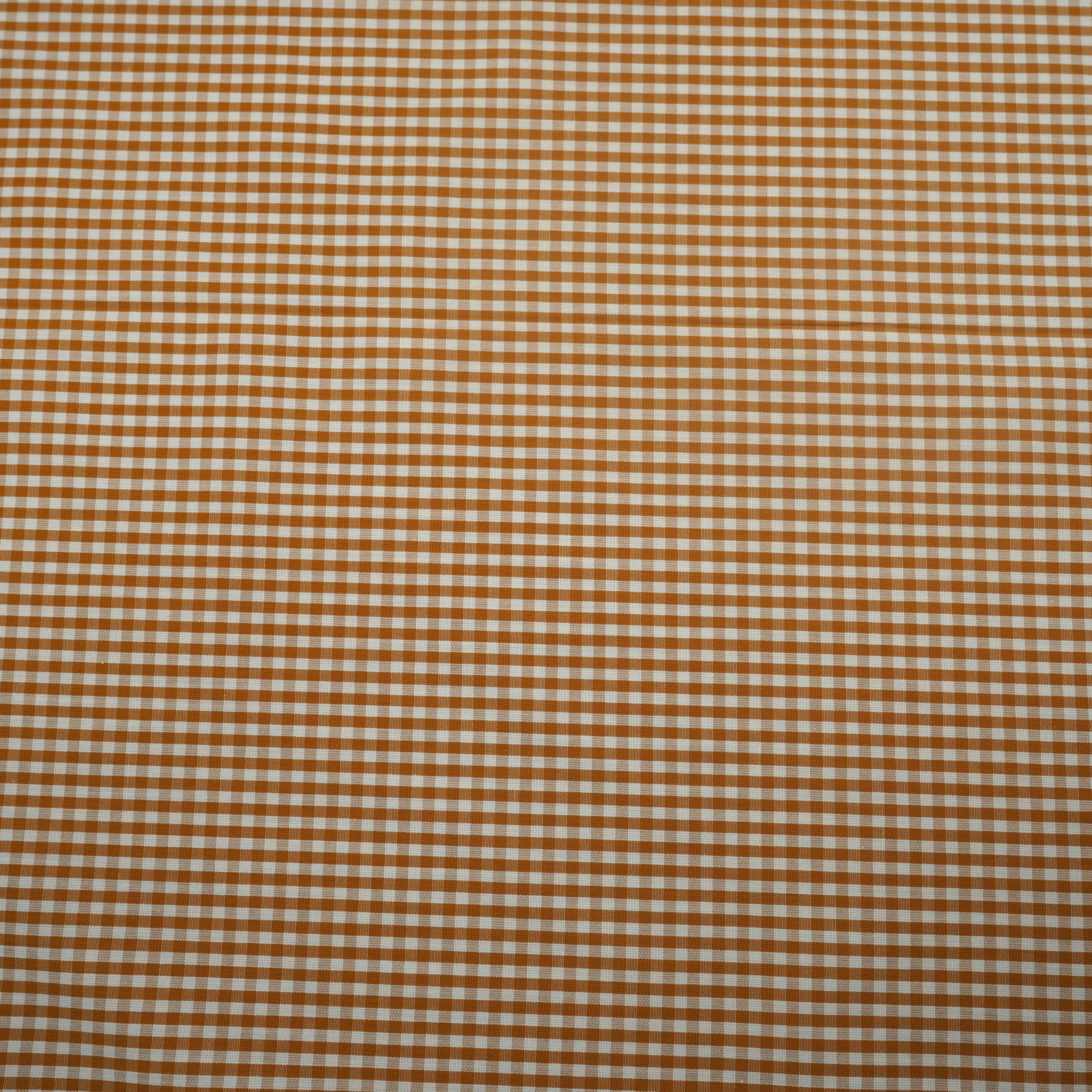 Caramel Gingham Italian Cotton Shirt Fabric