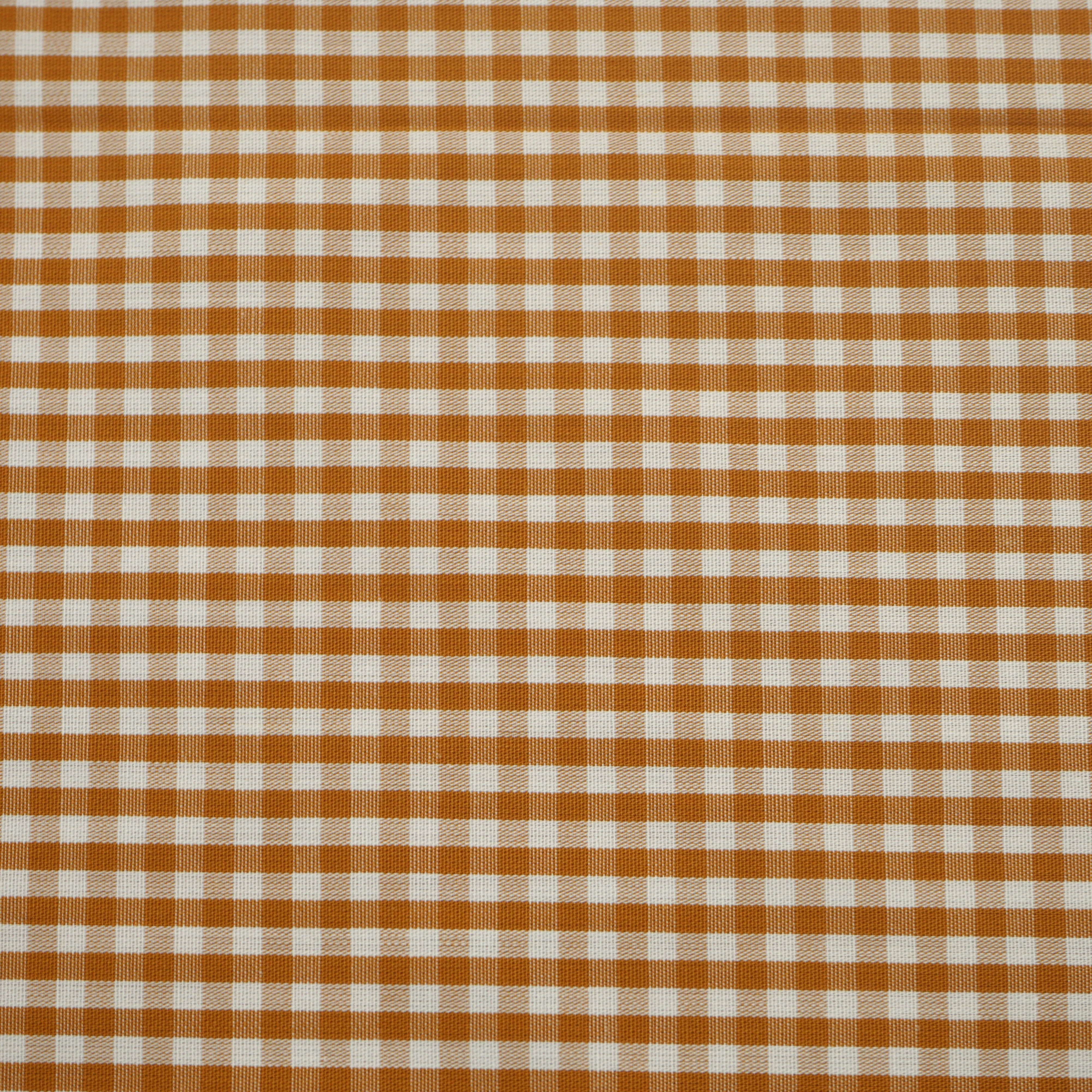 Caramel Gingham Italian Cotton Shirt Fabric