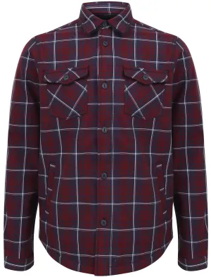 Castello Faux Fur Fleece Lined Checked Overshirt Jacket in Tawny Port - Dissident