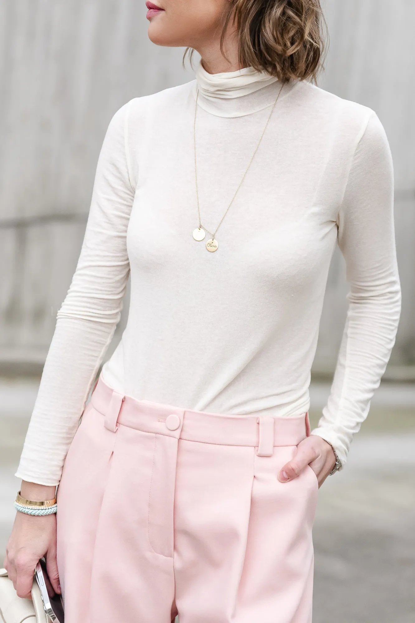 Charissa roll neck fitted top butter