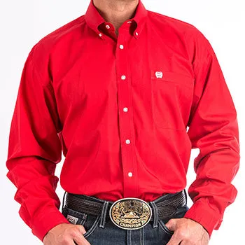 Cinch Men's Solid Red Long Sleeve Shirt