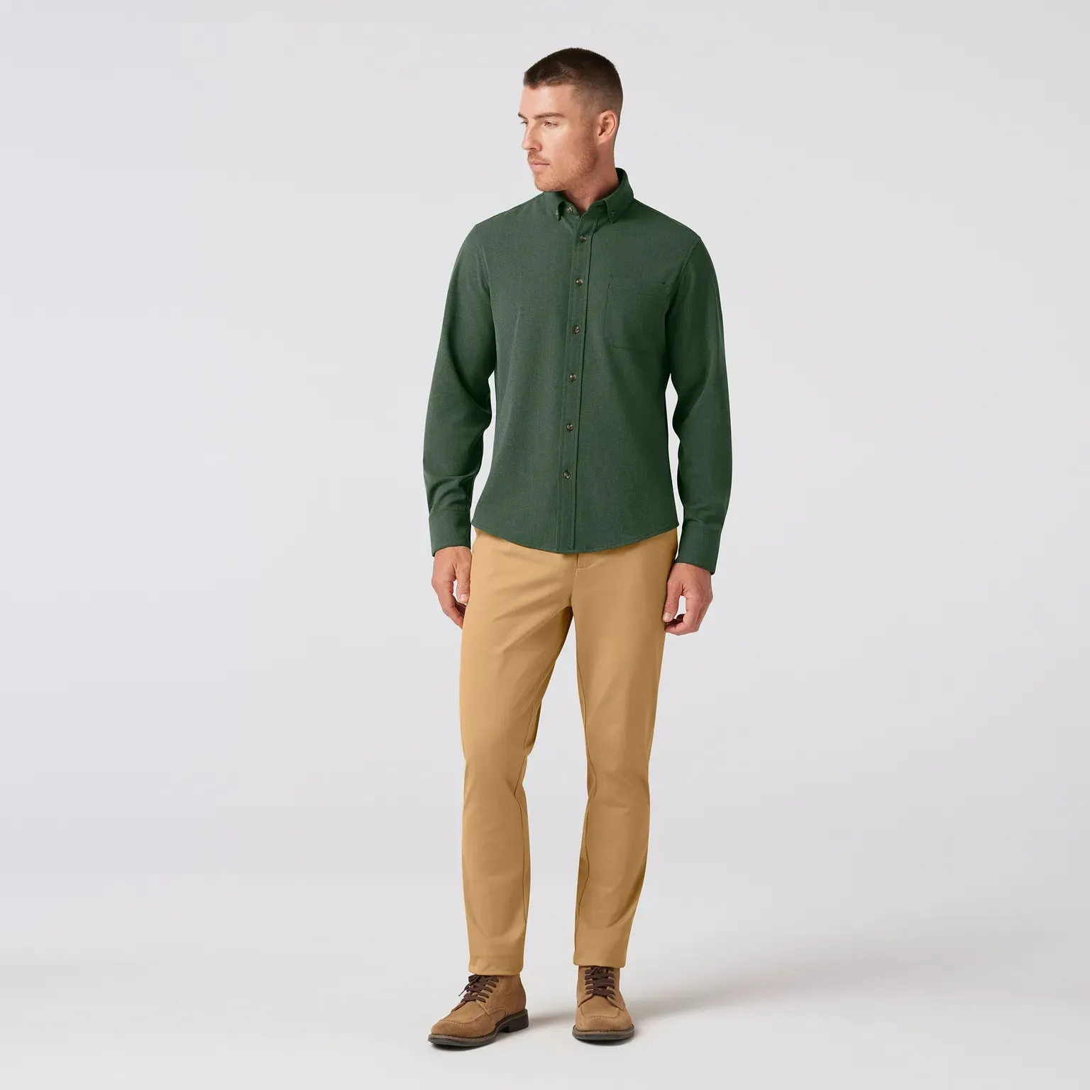 City Flannel Dress Shirt in Spruce Heather by Mizzen Main