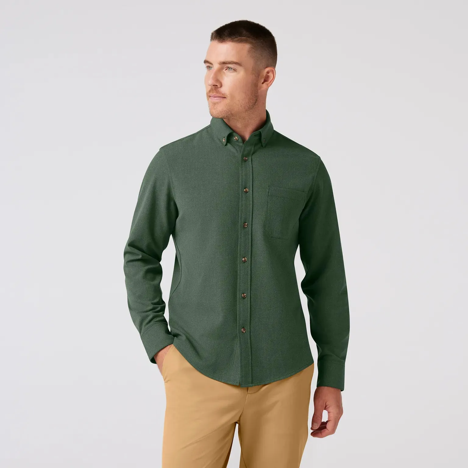 City Flannel Dress Shirt in Spruce Heather by Mizzen Main