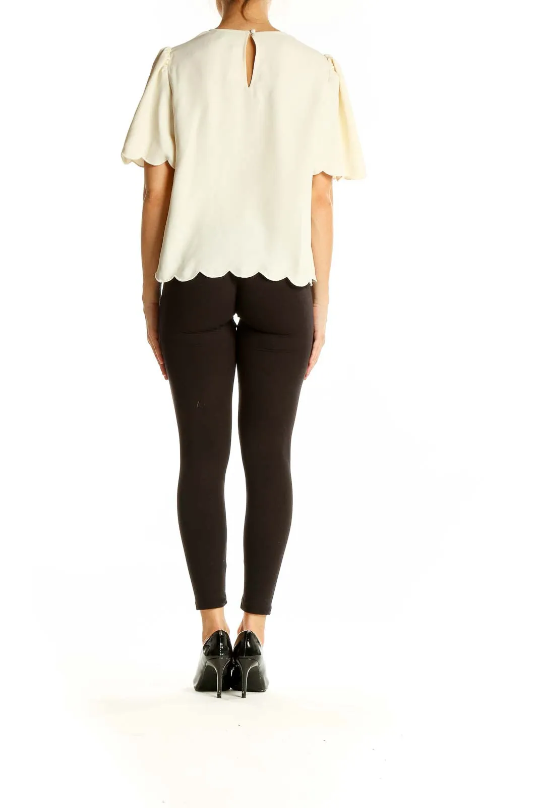 Cream Scalloped Edge Blouse