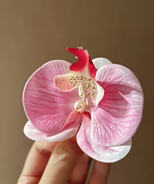 Cute Pink Alloy Pearl Floral Hairpin AB1065