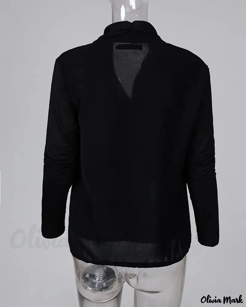 Deanwangkt - Casual Ruched Blouse with Long Sleeves and Solid Neckline