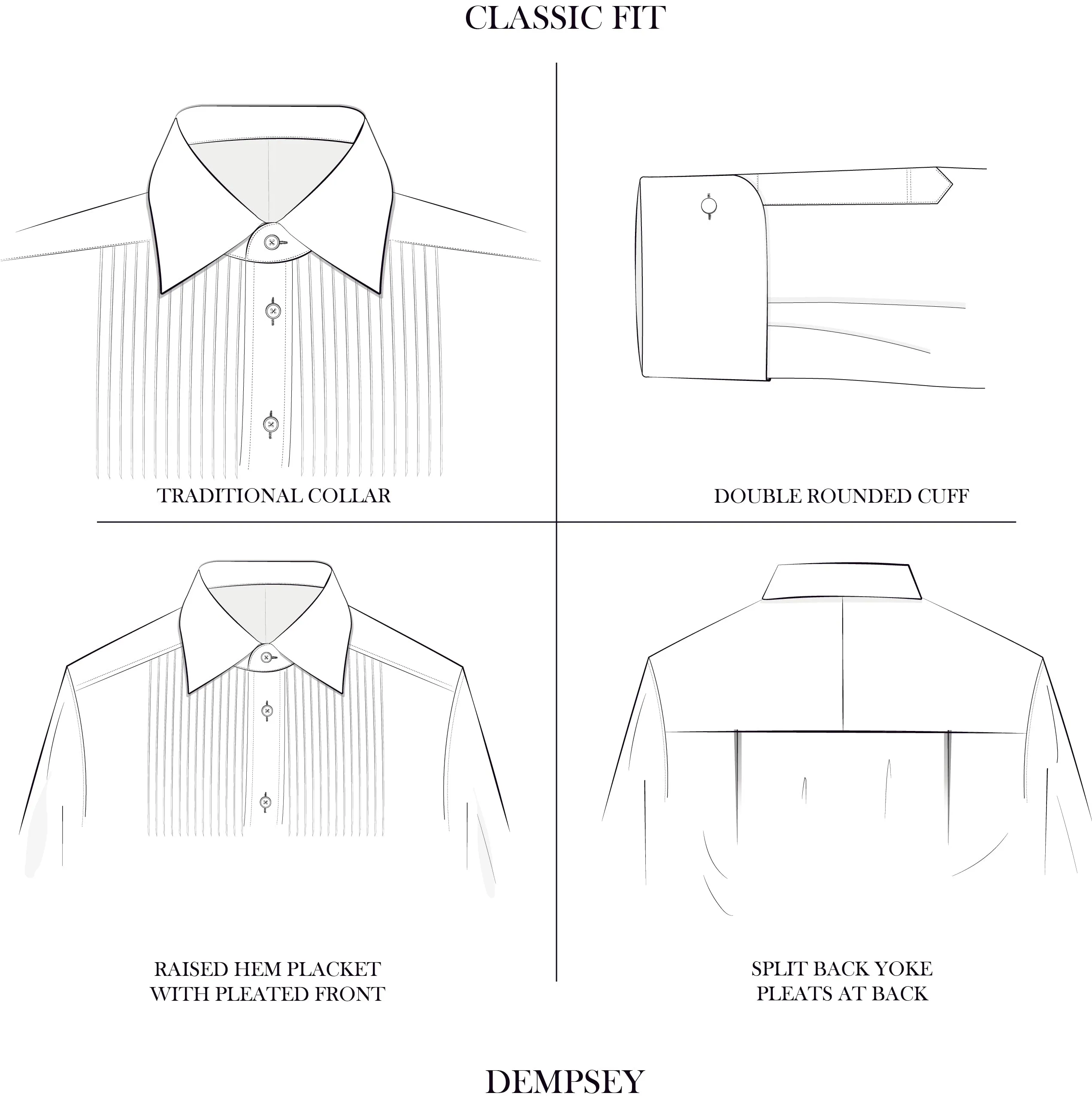 Dempsey White Pleated Dress Shirt