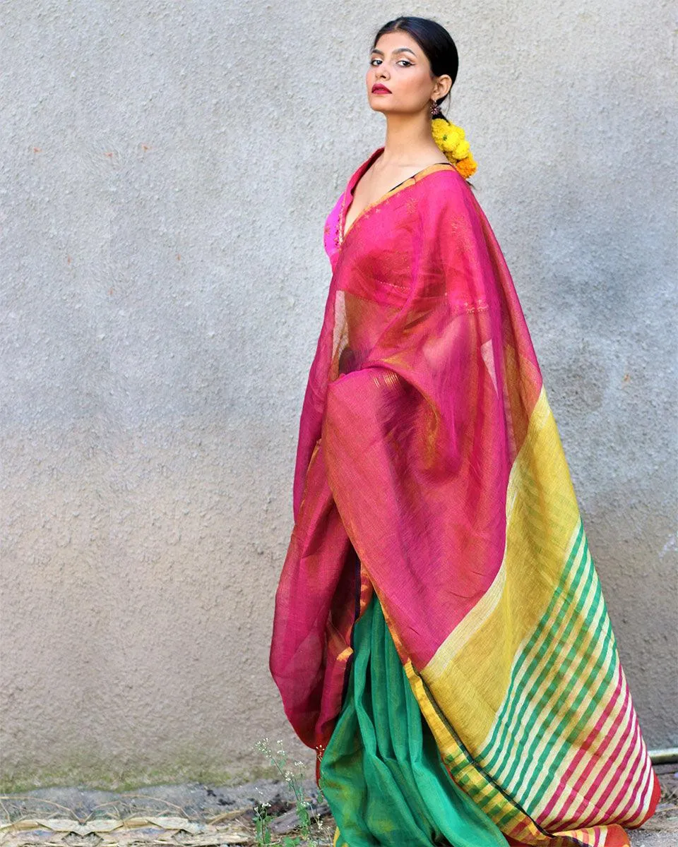 Fitoor Handwoven Linen Zari Saree - Gazala