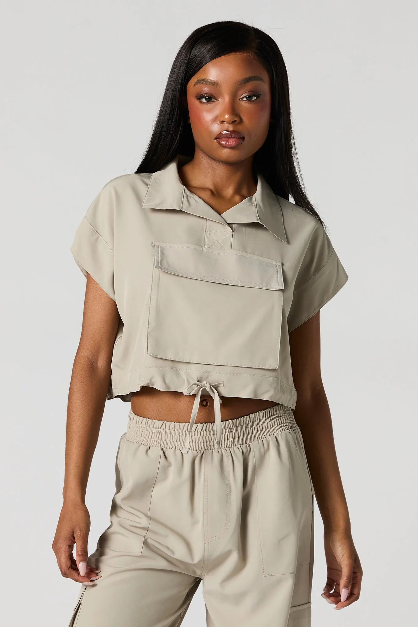 Flowy Utility Front Pocket Top