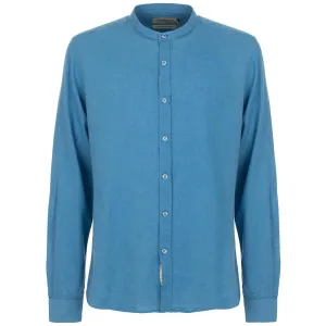 Fred Mello Elegant Light Blue Linen-Cotton Blend Shirt