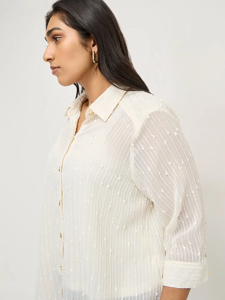 Gia Cream Embroidered Shirt with Camisole