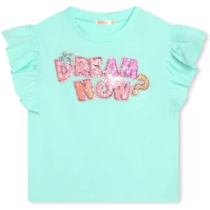 Girls Aqua Blue Ruffle Short Sleeve T-Shirt