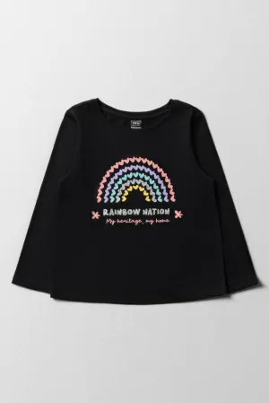 Glitter Long Sleeve T-Shirt Black