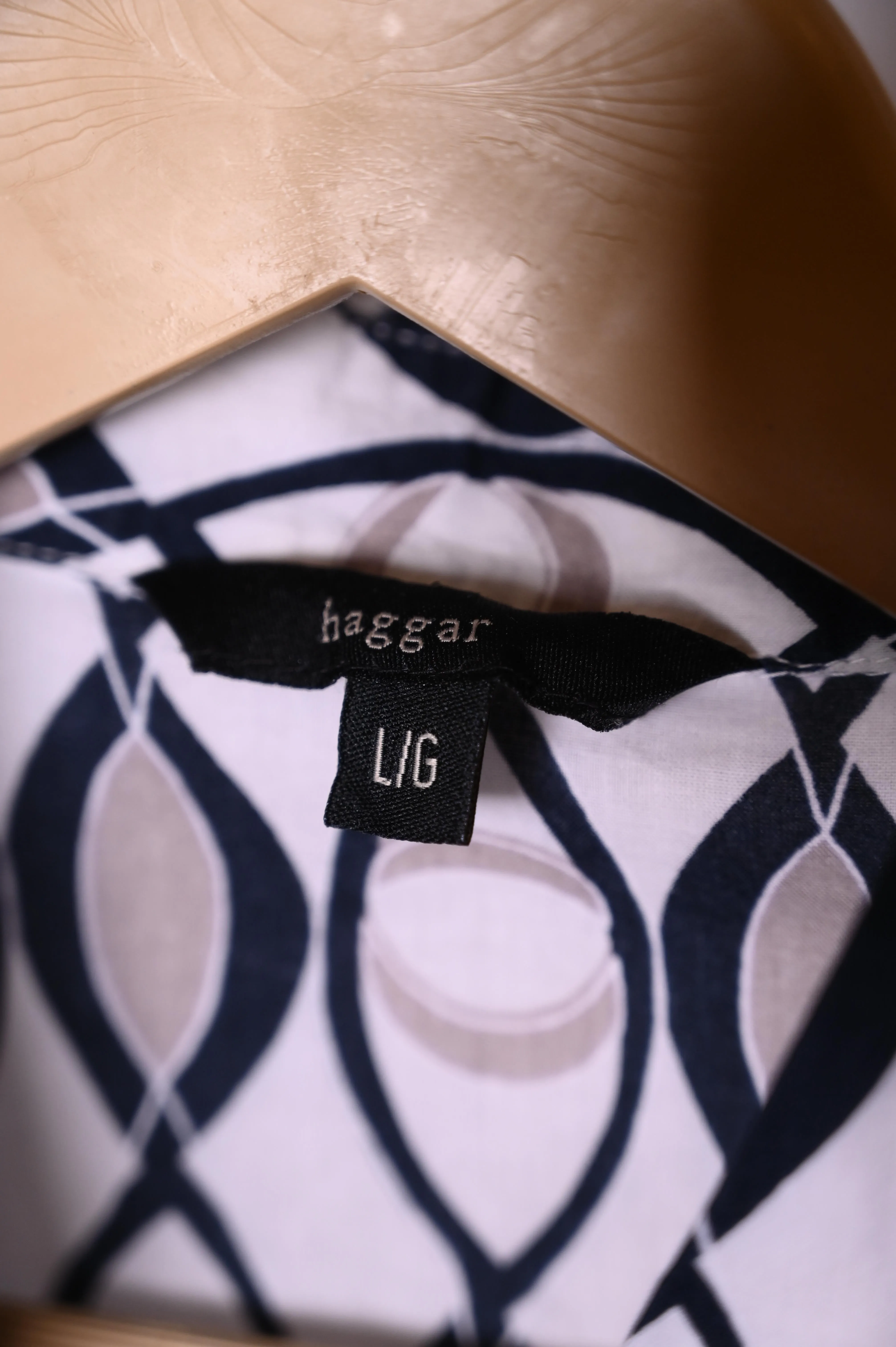 Haggar White with Black & Brown Design Blouse