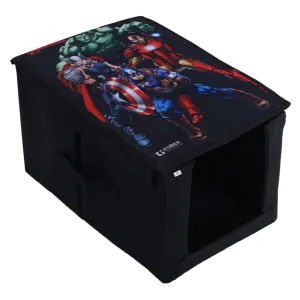 Heart Home Marvel Avengers Shirt Stacker|Foldable Shirt Stacker for Cloth|Non-Woven Wardrobe Organizer for Home With Lid (Black)