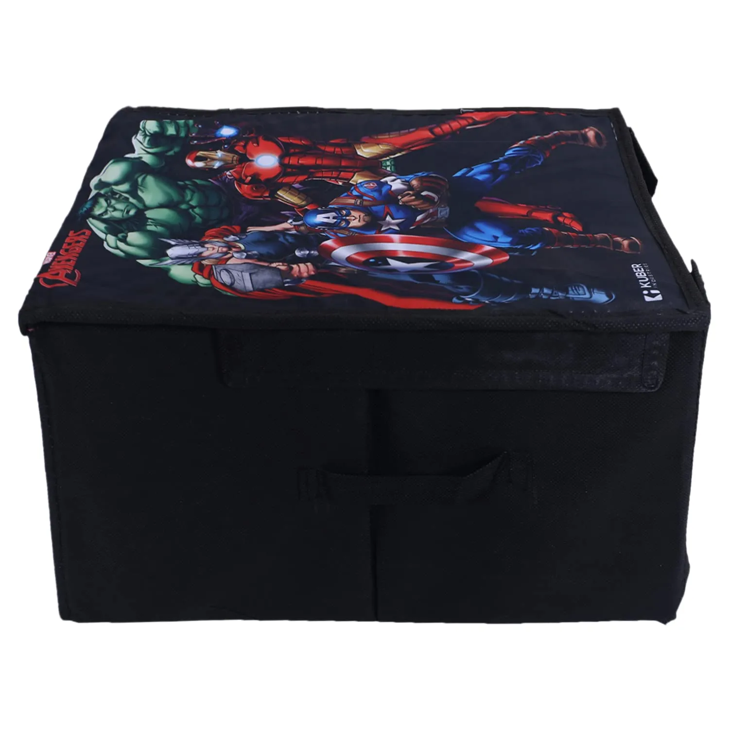 Heart Home Marvel Avengers Shirt Stacker|Foldable Shirt Stacker for Cloth|Non-Woven Wardrobe Organizer for Home With Lid (Black)