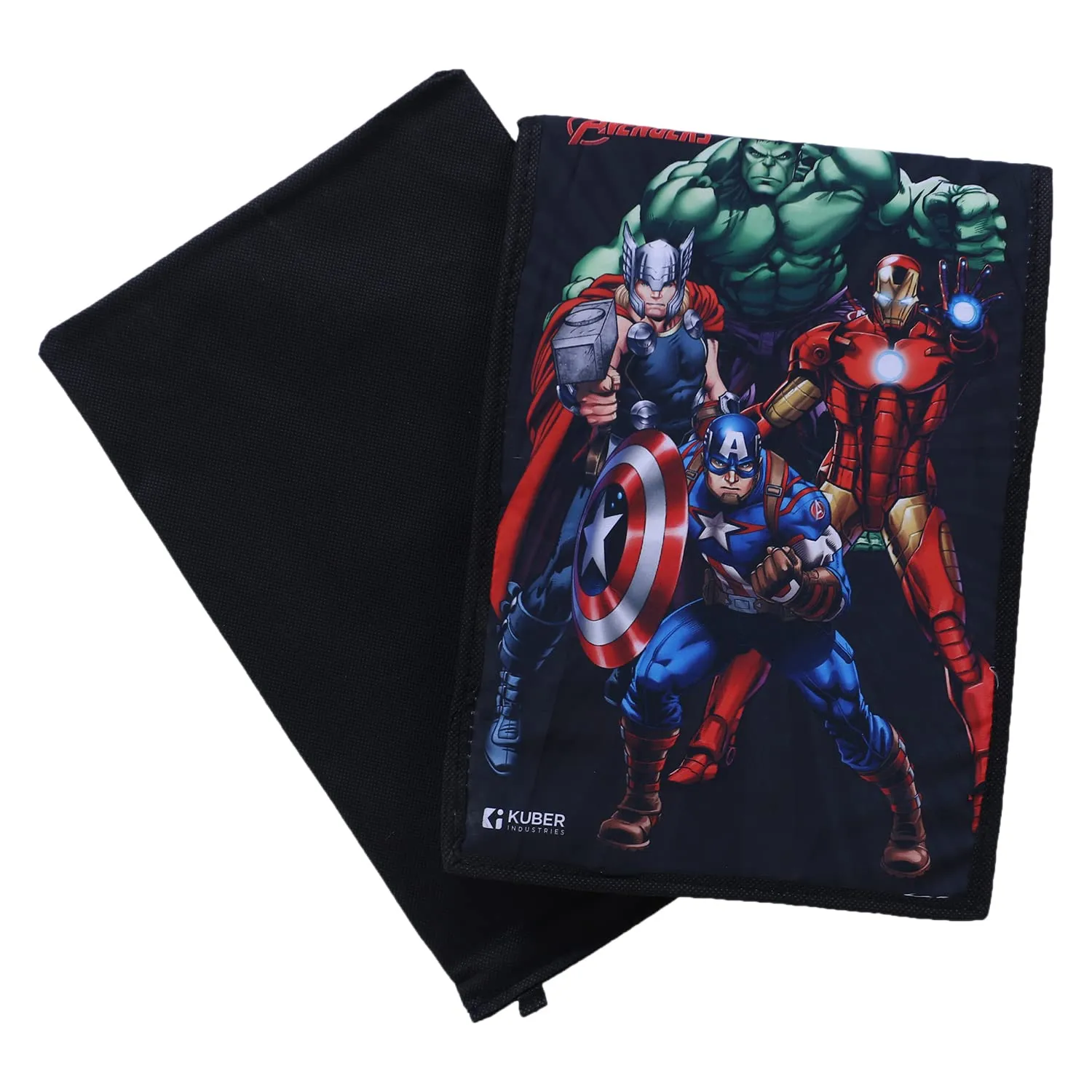 Heart Home Marvel Avengers Shirt Stacker|Foldable Shirt Stacker for Cloth|Non-Woven Wardrobe Organizer for Home With Lid (Black)